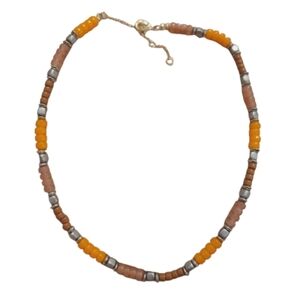 Beaded Necklace in Orange and Brown